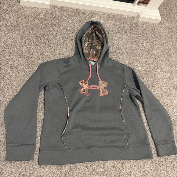 Under Armour Jackets & Blazers - Under Armour Women's Grey Hoodie with Camo & Pink Accents